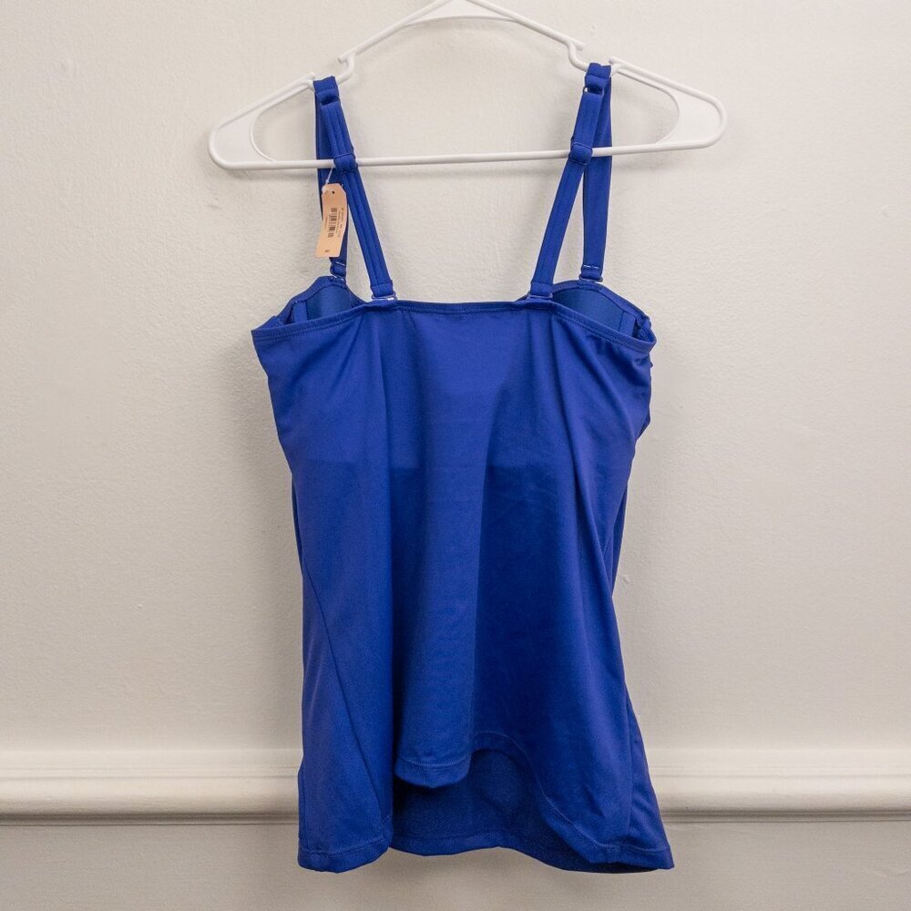 Dobréva Blue Ruched Underwire Swim Top 38C Adjustable Straps Full Coverage - Picture 2 of 4